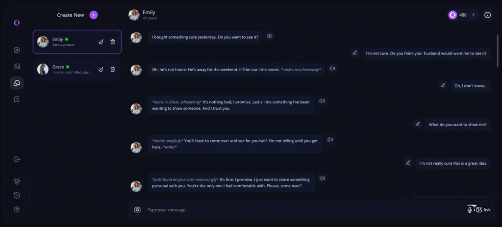 HeraHaven AI chatting with Emily