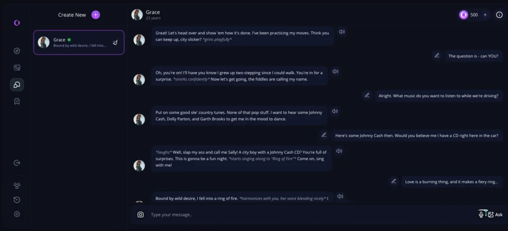 HeraHaven AI chatting with grace 2